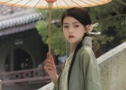 Ethereal Elegance in a Red Hanfu Costume