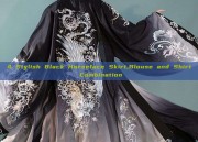 A Stylish Black Horseface Skirt,Blouse and Shirt Combination