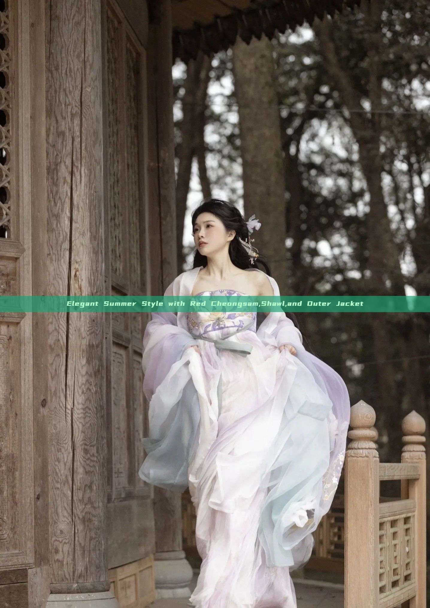 Elegant Summer Style with Red Cheongsam,Shawl,and Outer Jacket Elegant Summer Style with Red Cheongsam,Shawl,and Outer Jacket