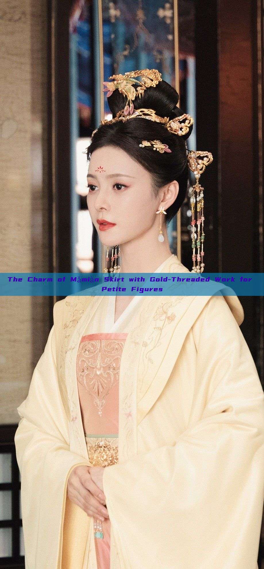 The Charm of Mǎmiàn Skirt with Gold-Threaded Work for Petite Figures