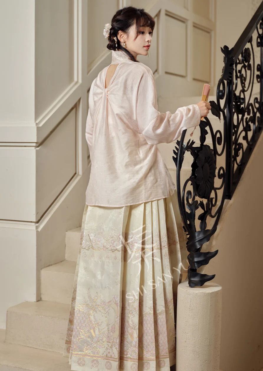 Red Traditional Chinese-Style Horseface Skirt for Big Kids