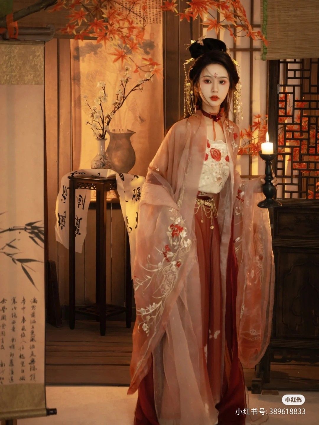 New Years Celebration in Traditional Chinese Hanfu Winter Ensemble