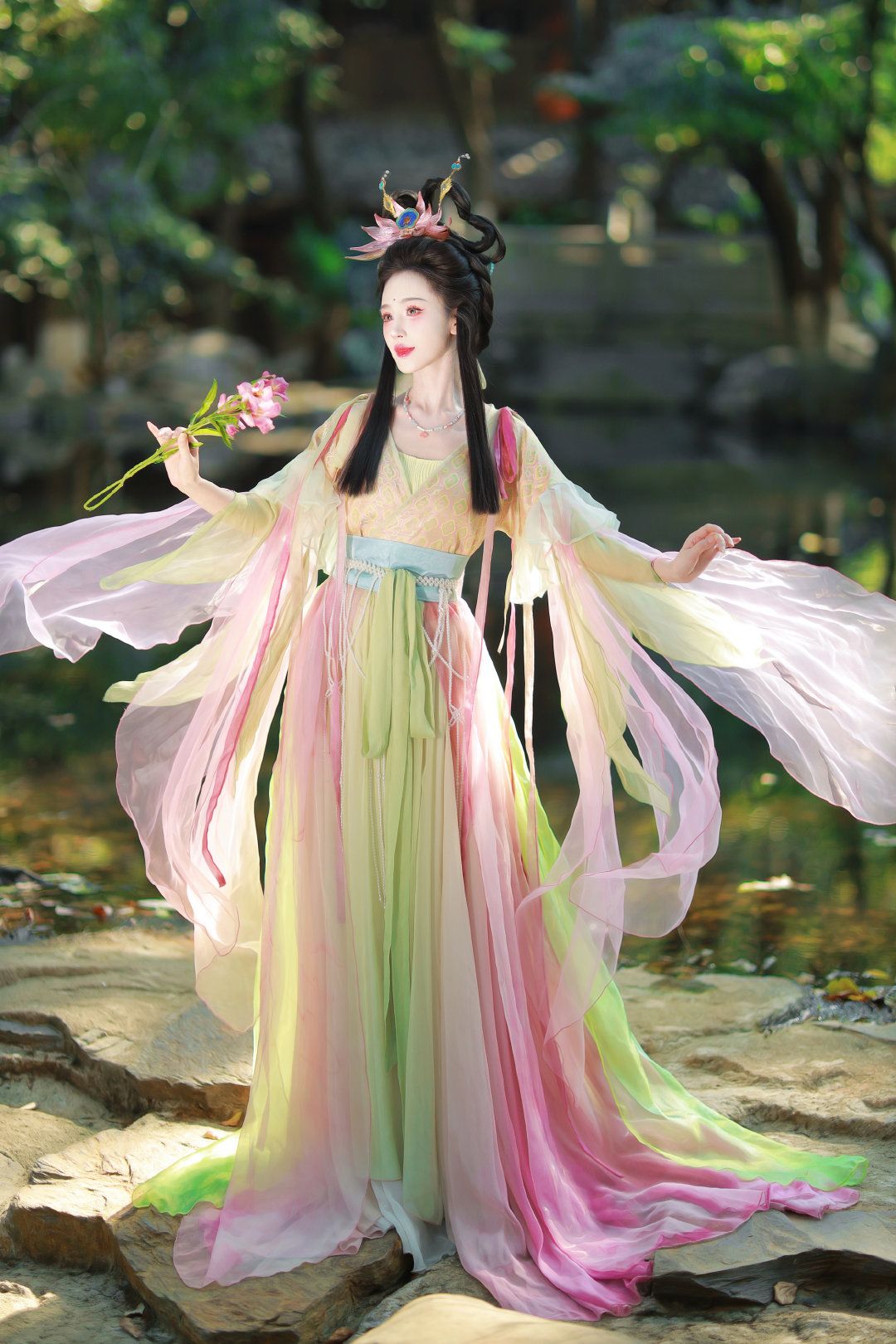 The Enchanting Cheongsam Skirt with Auspicious Wind Embroidery