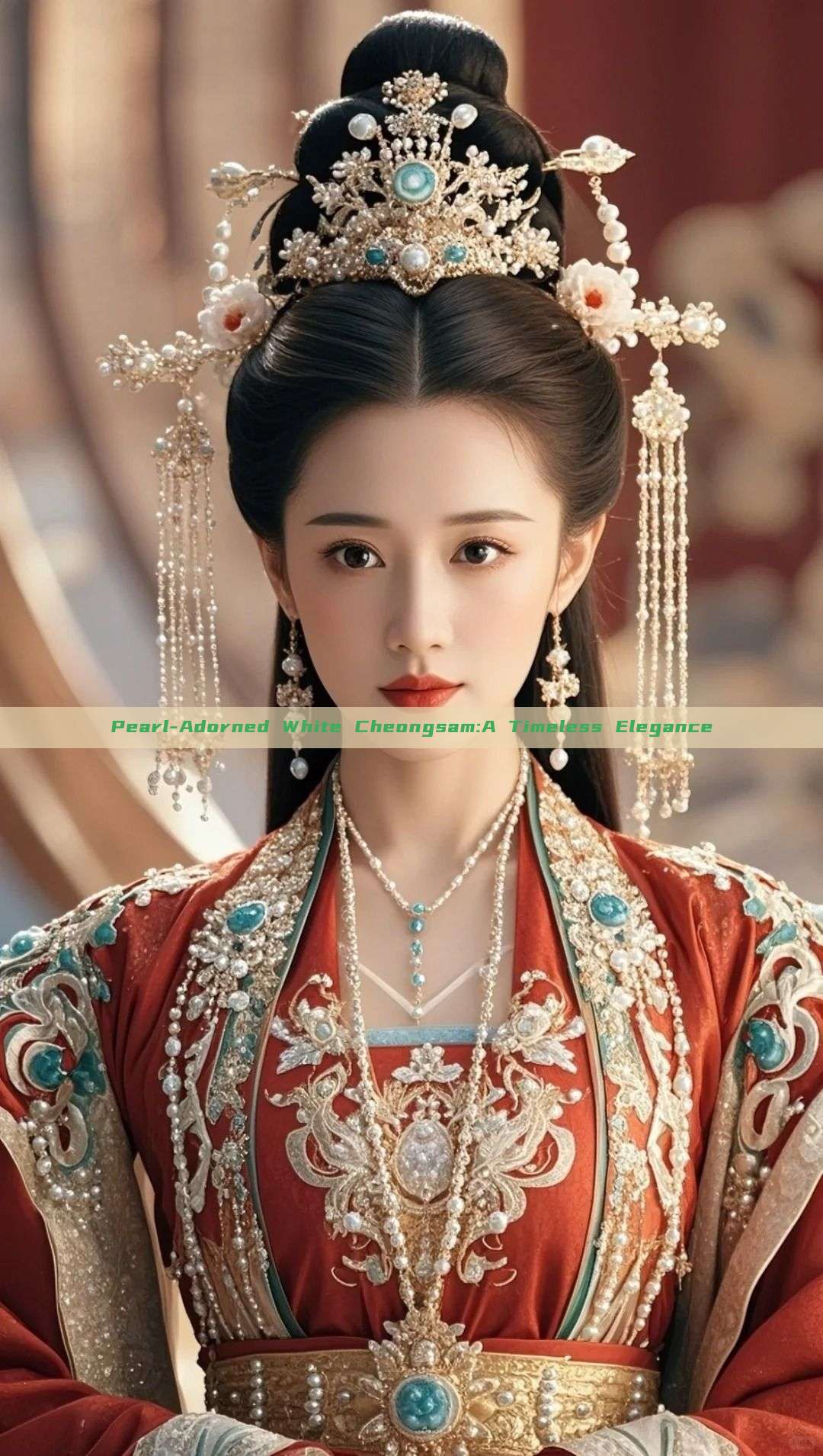 Pearl-Adorned White Cheongsam:A Timeless Elegance Pearl-Adorned White Cheongsam:A Timeless Elegance